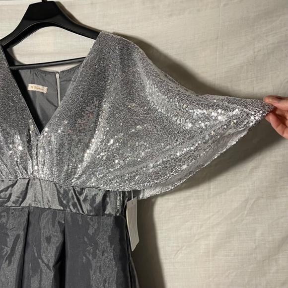 TS Couture Ladies Silver Gray Prom, Ball, Formal Maxi Gown. Bling, Glittery NWT - Picture 7 of 16